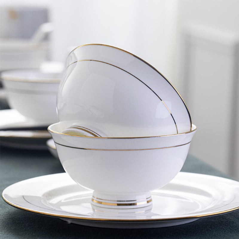 MS WGO Tableware Bowls and Plates Household Gold Edged Bone Bowl and Dish set