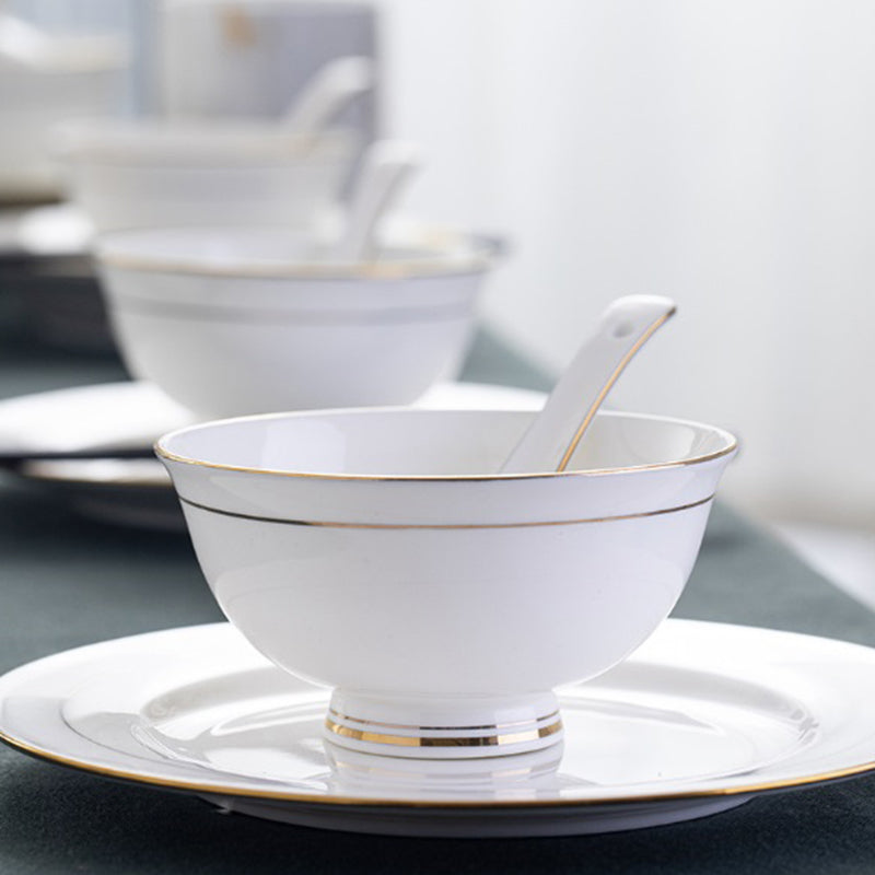 MS WGO Tableware Bowls and Plates Household Gold Edged Bone Bowl and Dish set