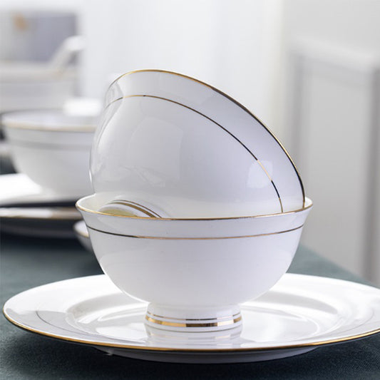 MS WGO Tableware Bowls and Plates Household Gold Edged Bone Bowl and Dish set