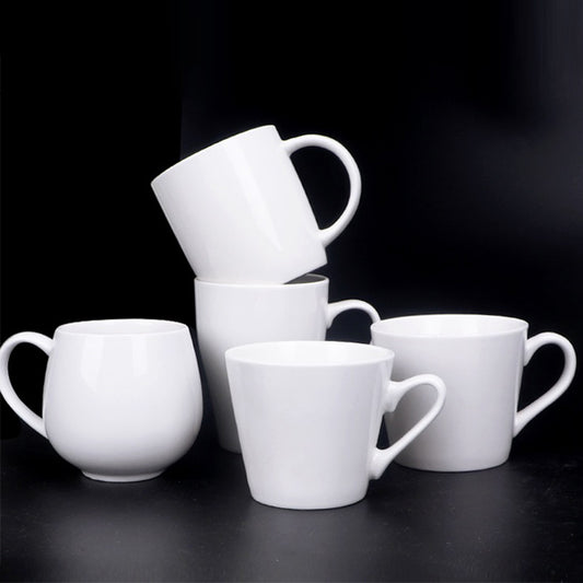 MS WGO Tea Cups Simple White Ceramic Tea Cup Household Water Cup