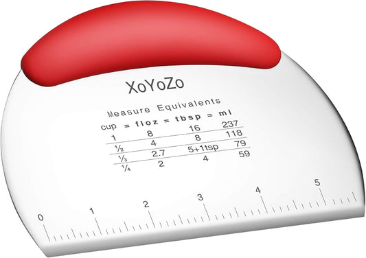 MS WGO 1 pcs Dough Pastry Scraper Chopper/Stainless Steel Dough Scraper Cutter with Ergonomic Rubber Non-Slip Grip/Dough Scraper Cutter/Pro Pastry Pizza Cutter Chopper(Red)