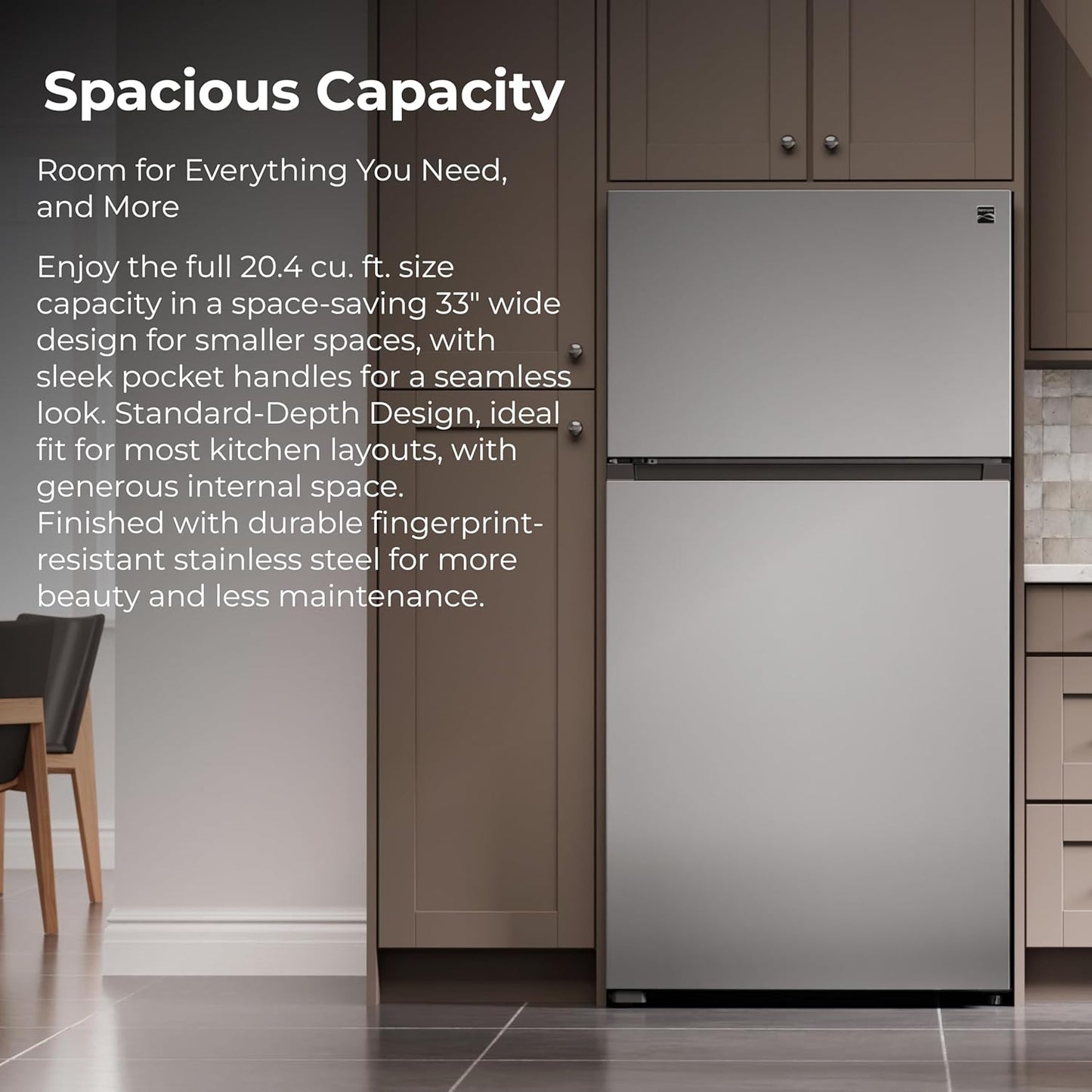 MS WGO 33 in. 20.4 cu. ft Capacity Refrigerator/FreezerHumidity Control Crispers, Ice Maker, Certified, Fingerprint Resistant Stainless Steel