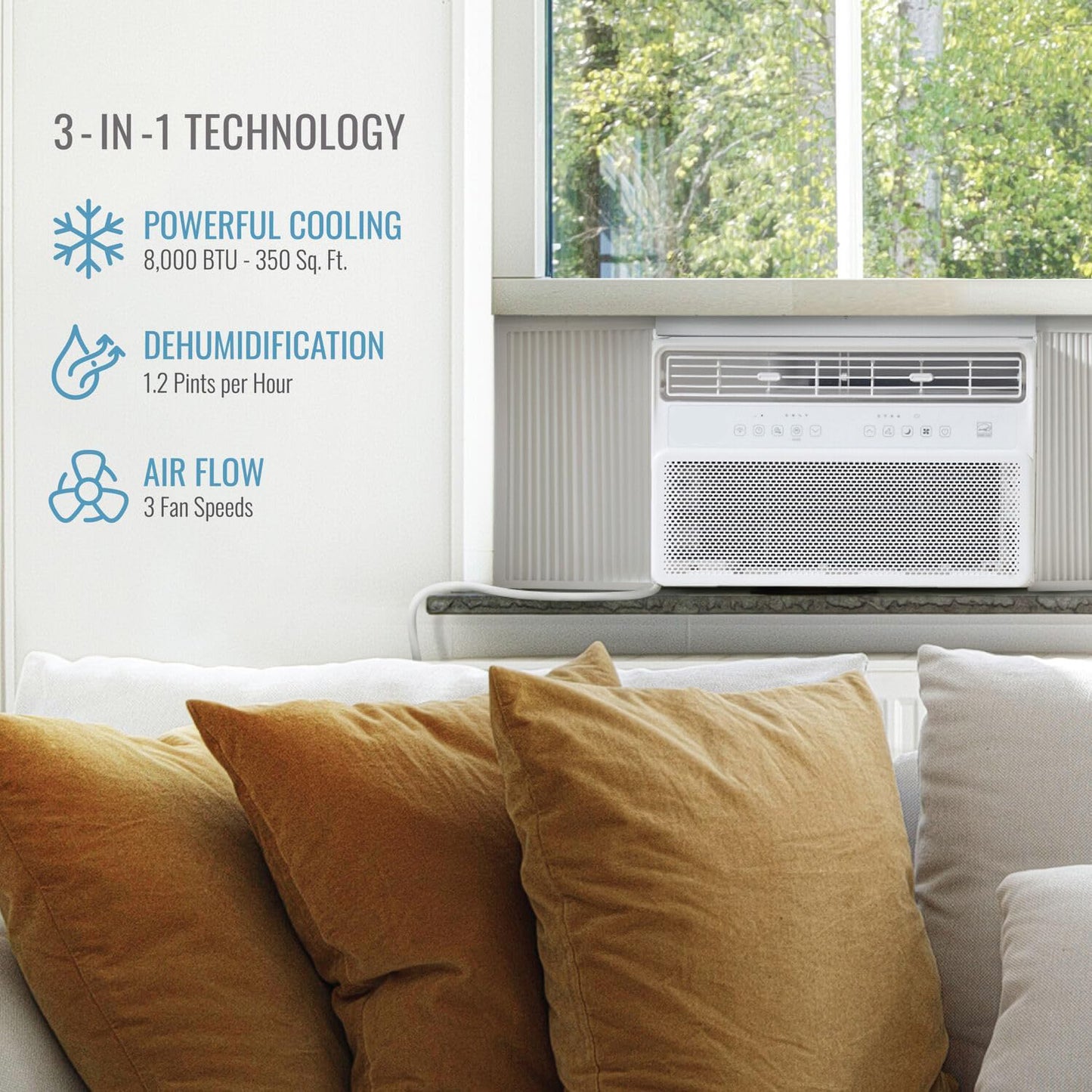 MS WGO Window Mounted Inverter Air Conditioner, High Efficiency Operation and Remote, Window AC Unit for Apartment, Living Room, Bathroom, Small/Medium Rooms up to 350-Sq. Ft.