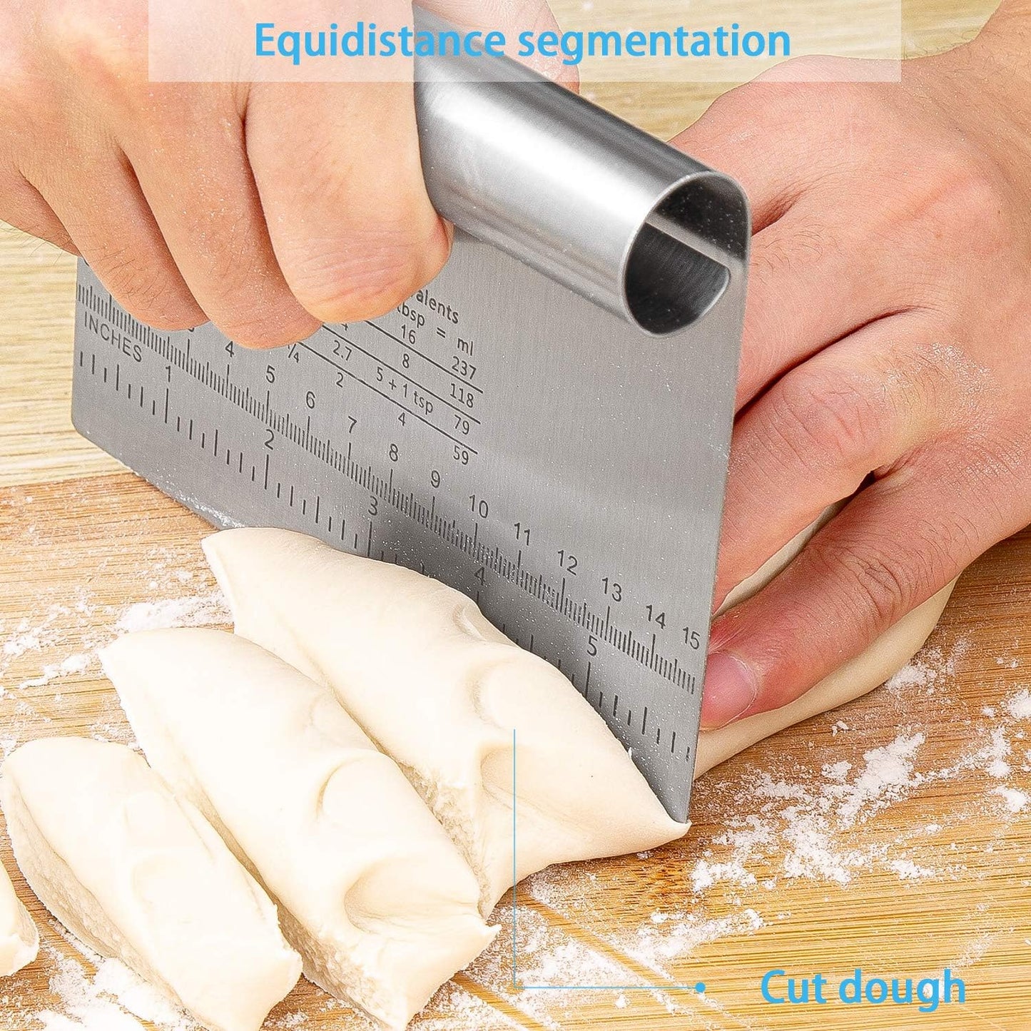 MS WGO 2 pcs Dough Pastry Scraper Cutter Chopper Stainless Steel - Pastry Bread Separator Scale Knife
